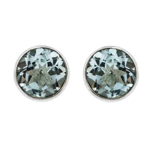 8mm Round Blue Topaz Stud Earrings with Presentation Box