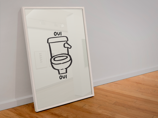 Oui Oui Bathroom Print: A4