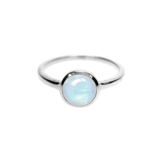 Bridget simple round rainbow moonstone ring: M