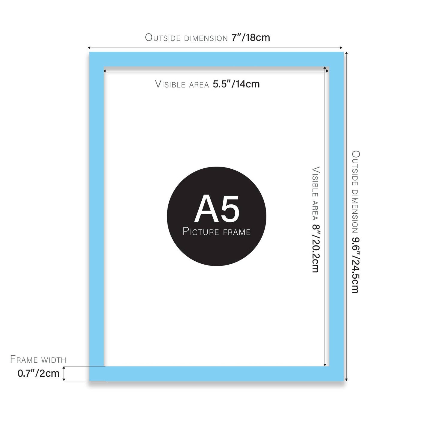 Light Blue A5 Picture Frame