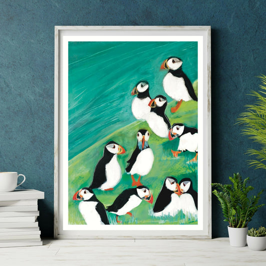 Coastal Artwork - Puffin Circus