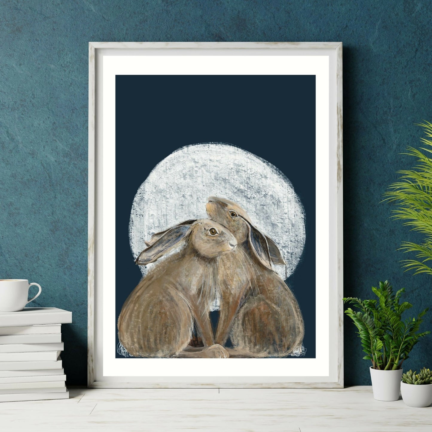 Moonlit Hares Art Print