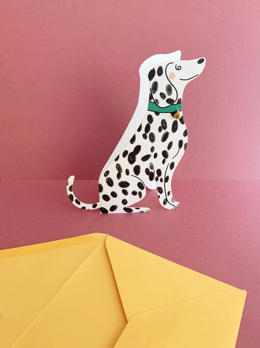 Sitting Dalmatian Shaped Greeting Card with bell: No Bell